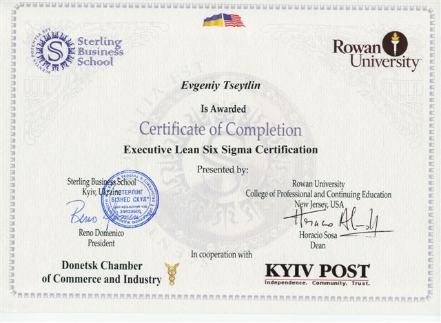 Сертификат Six Sigma 2007